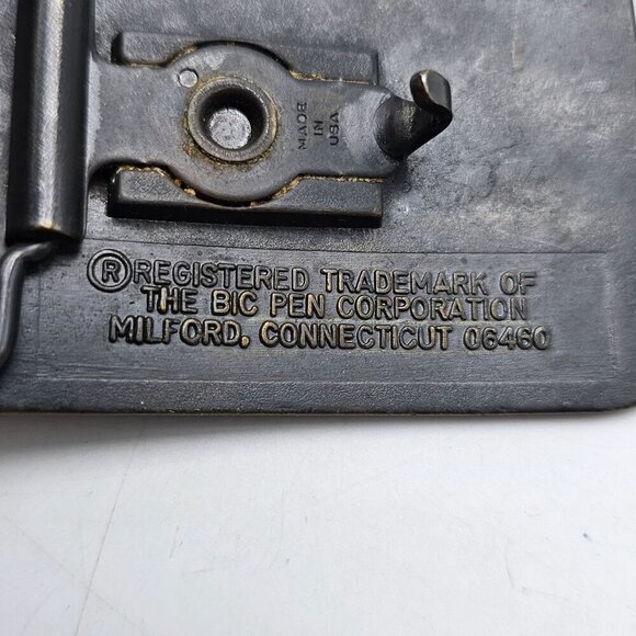 Vintage 1980s Flick My BIC Brass Belt Buckle Retro Design 3"x2" USA Made Collect - Picture 5 of 6